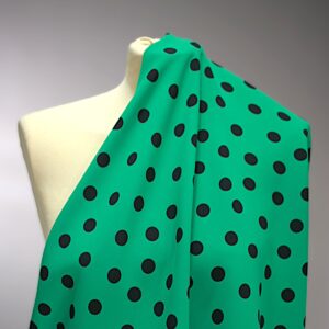 Crèpe Verde a Pois Neri Grandi