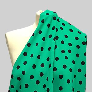 Attraente Crèpe Verde Brillante a Pois