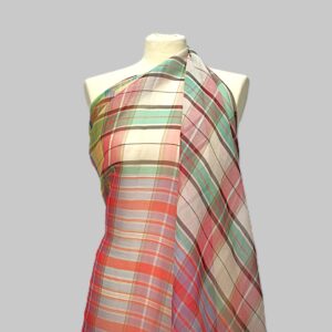 Chiffon Tinto in Filo di Seta a Quadri Multicolore