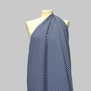 Nuovo Tessuto Rigato di Cotone Blu Azzurro