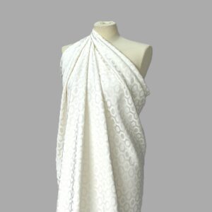 Elegante Velluto Jacquard di Cotone Bianco