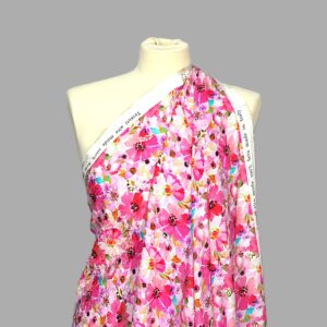 Nuovo Damascato di Seta Stampa Liberty Fucsia